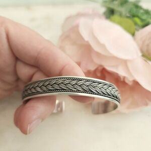 Vintage Sterling Silver Celtic Plaited Bracelet Braided Cuff 925
